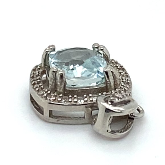 Aquamarine 1.55ct White Gold Finish Solid 925 Sterling Silver Pendant - Picture 4 of 6